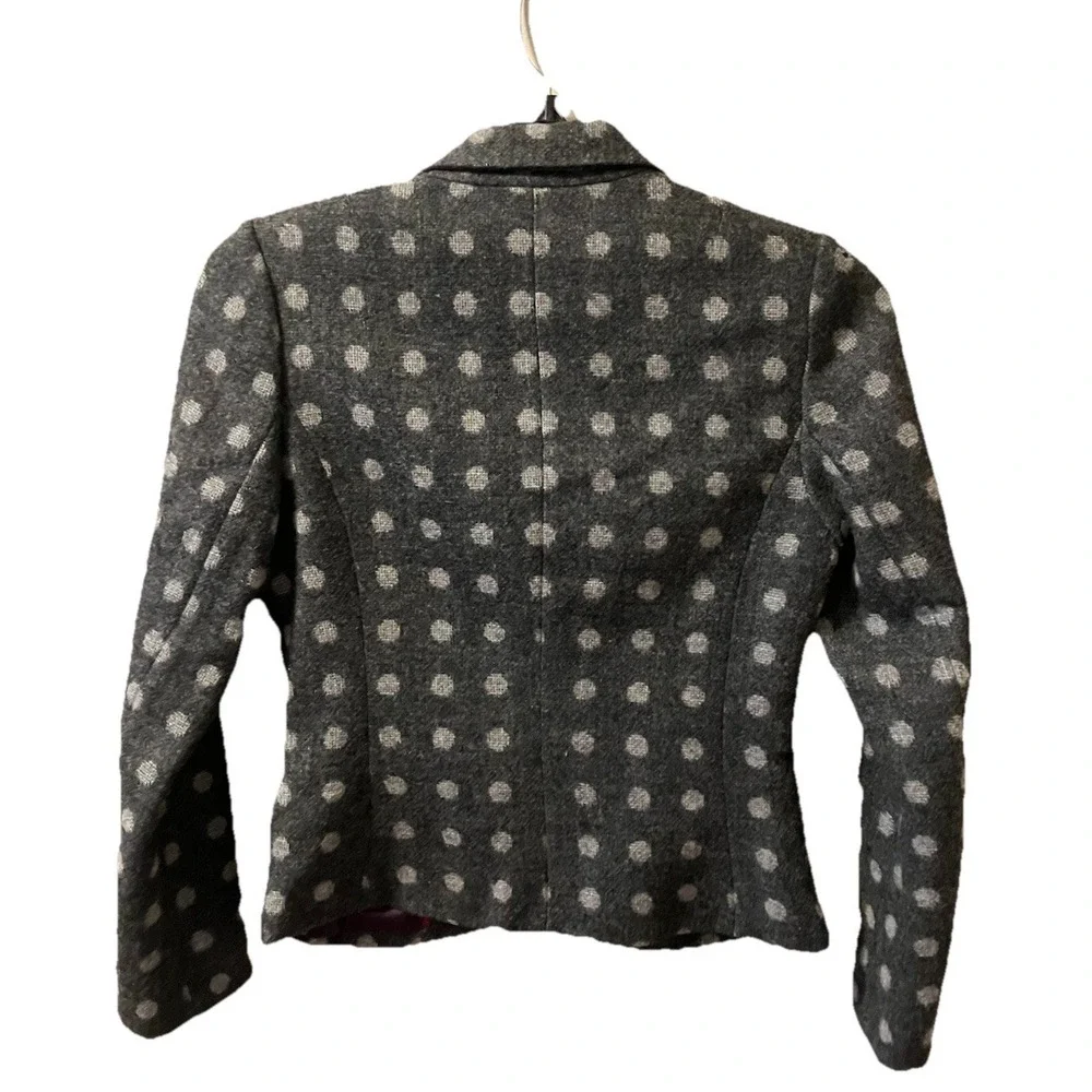 Boden Polka Dot Wool Blazer Gray Charcoal Jacket Sz 10 Preppy‎ Twee - Picture 7 of 10